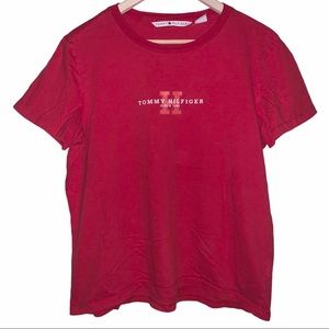 Vintage 90s Red Tommy Hilfiger Graphic T-Shirt